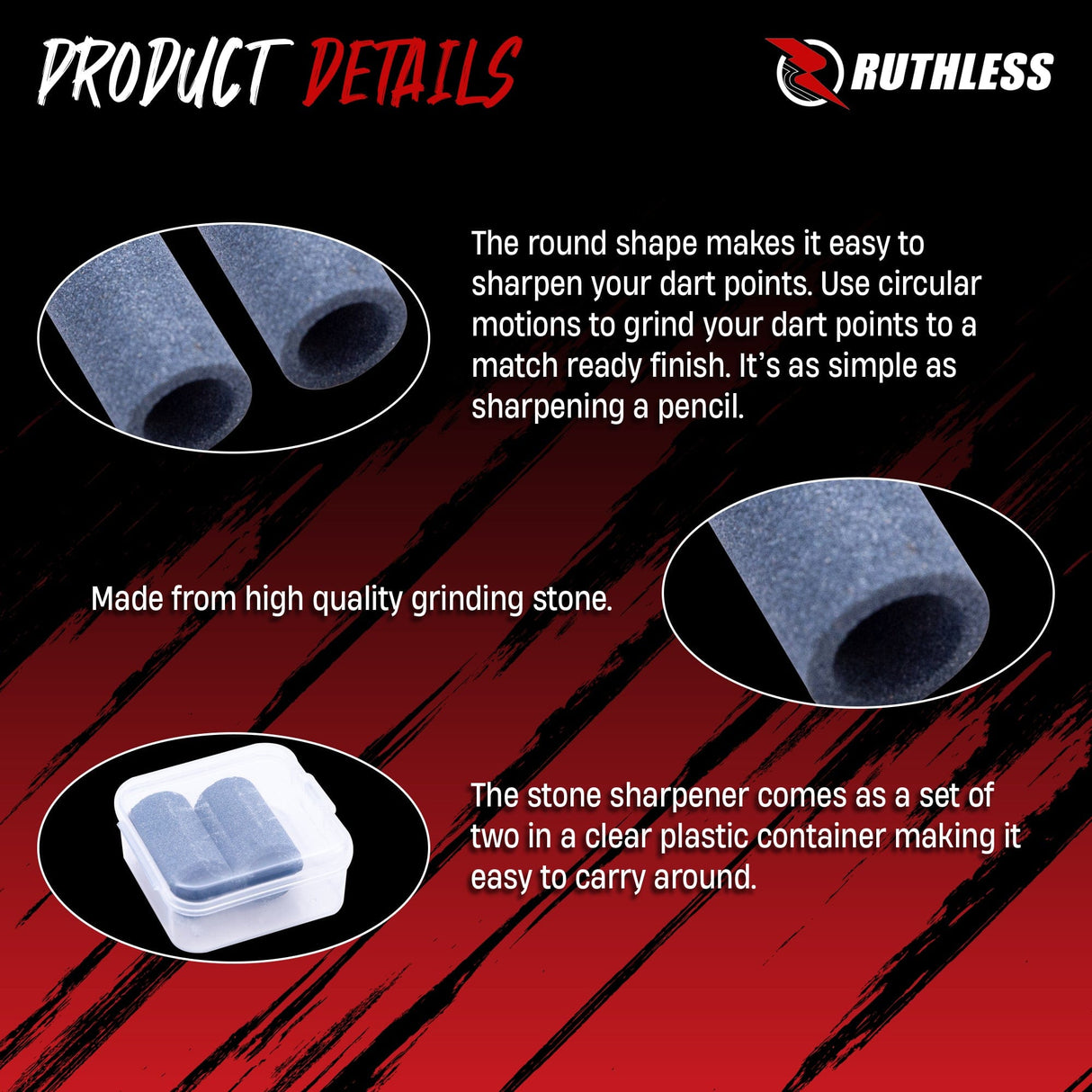 Ruthless Dart Sharpener - Mini Round Stone - Value Pack - 3 Pieces
