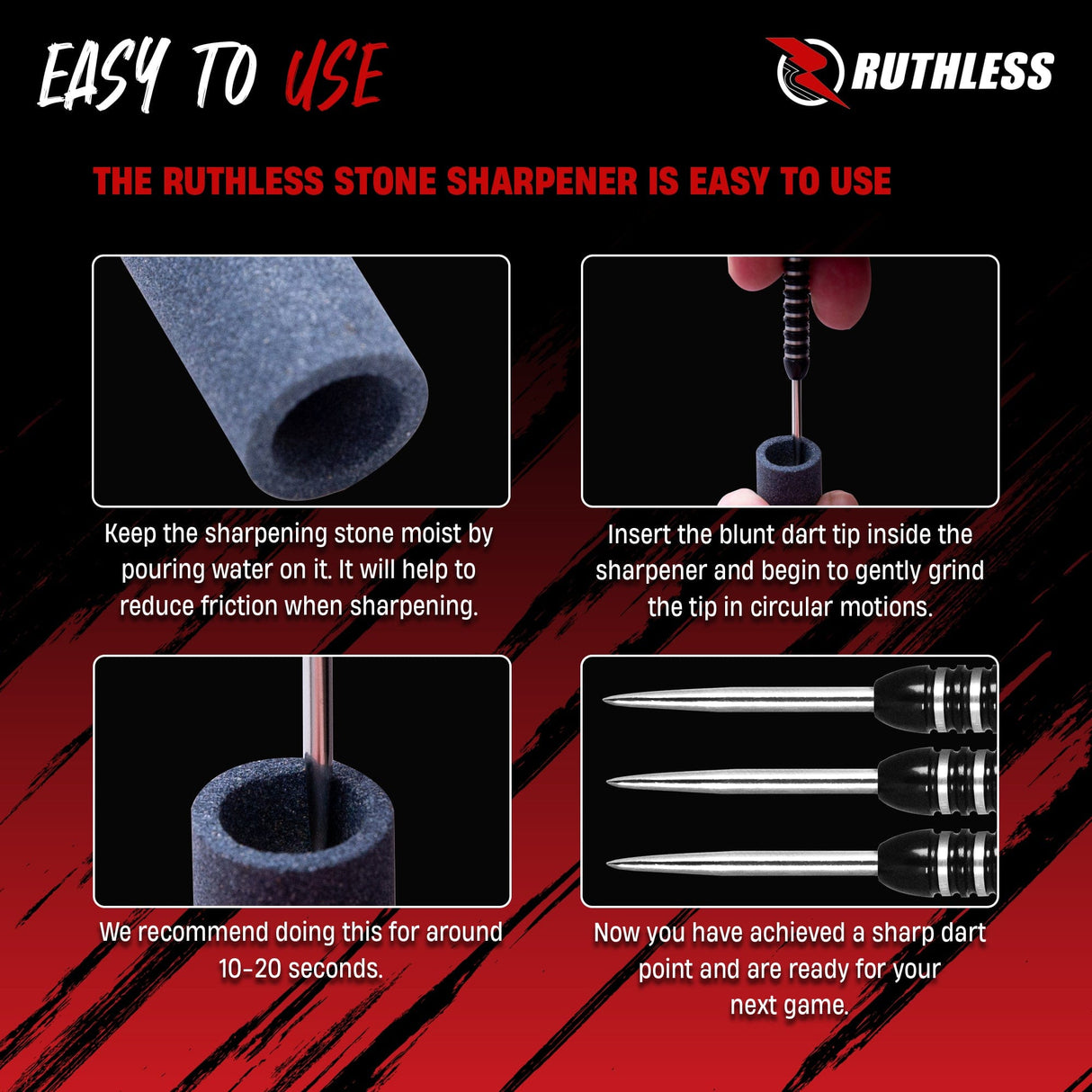 Ruthless Dart Sharpener - Mini Round Stone - Value Pack - 3 Pieces