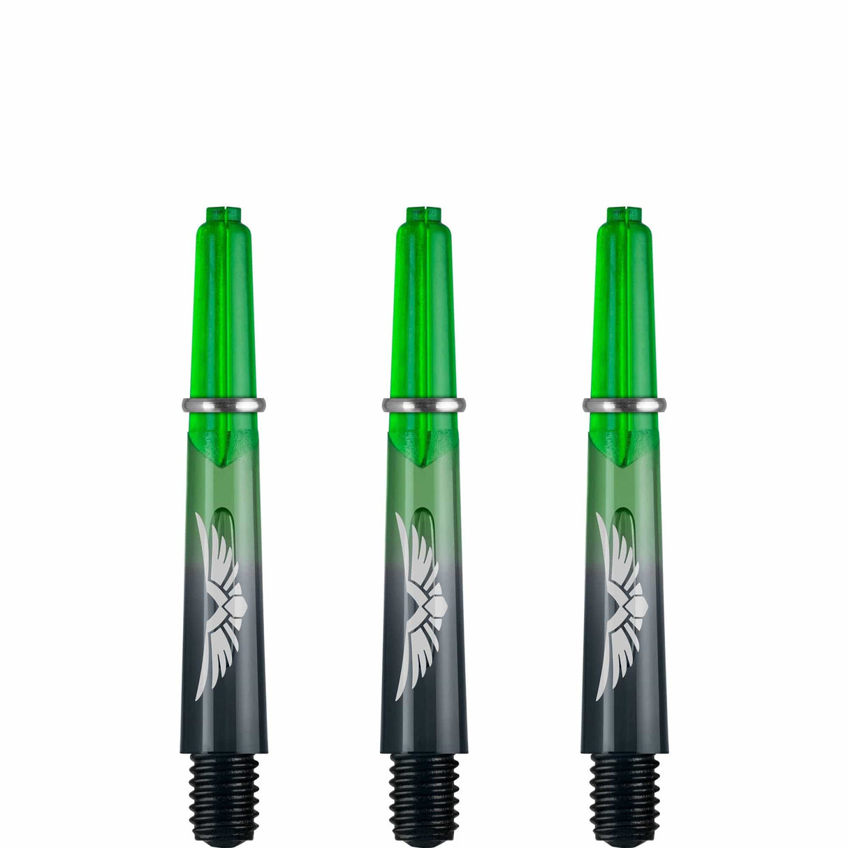*Shot Eagle Claw Dart Shafts - with Machined Rings - Strong Polycarbonate Stems - Black Green Short