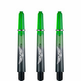 *Shot Eagle Claw Dart Shafts - with Machined Rings - Strong Polycarbonate Stems - Black Green Tweenie