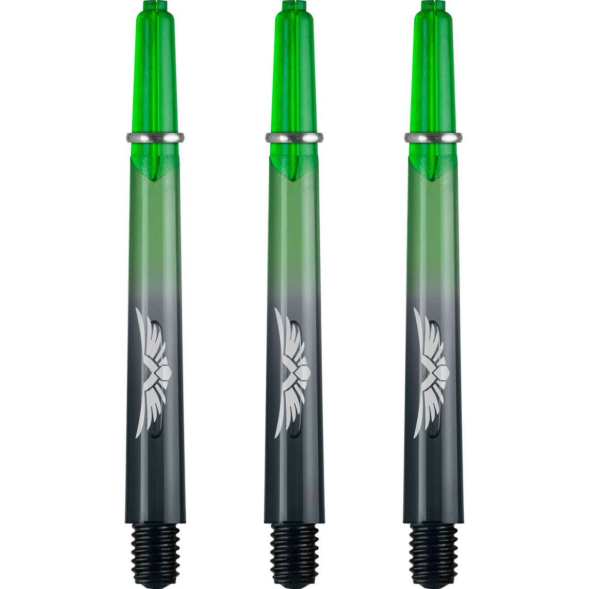 *Shot Eagle Claw Dart Shafts - with Machined Rings - Strong Polycarbonate Stems - Black Green Medium