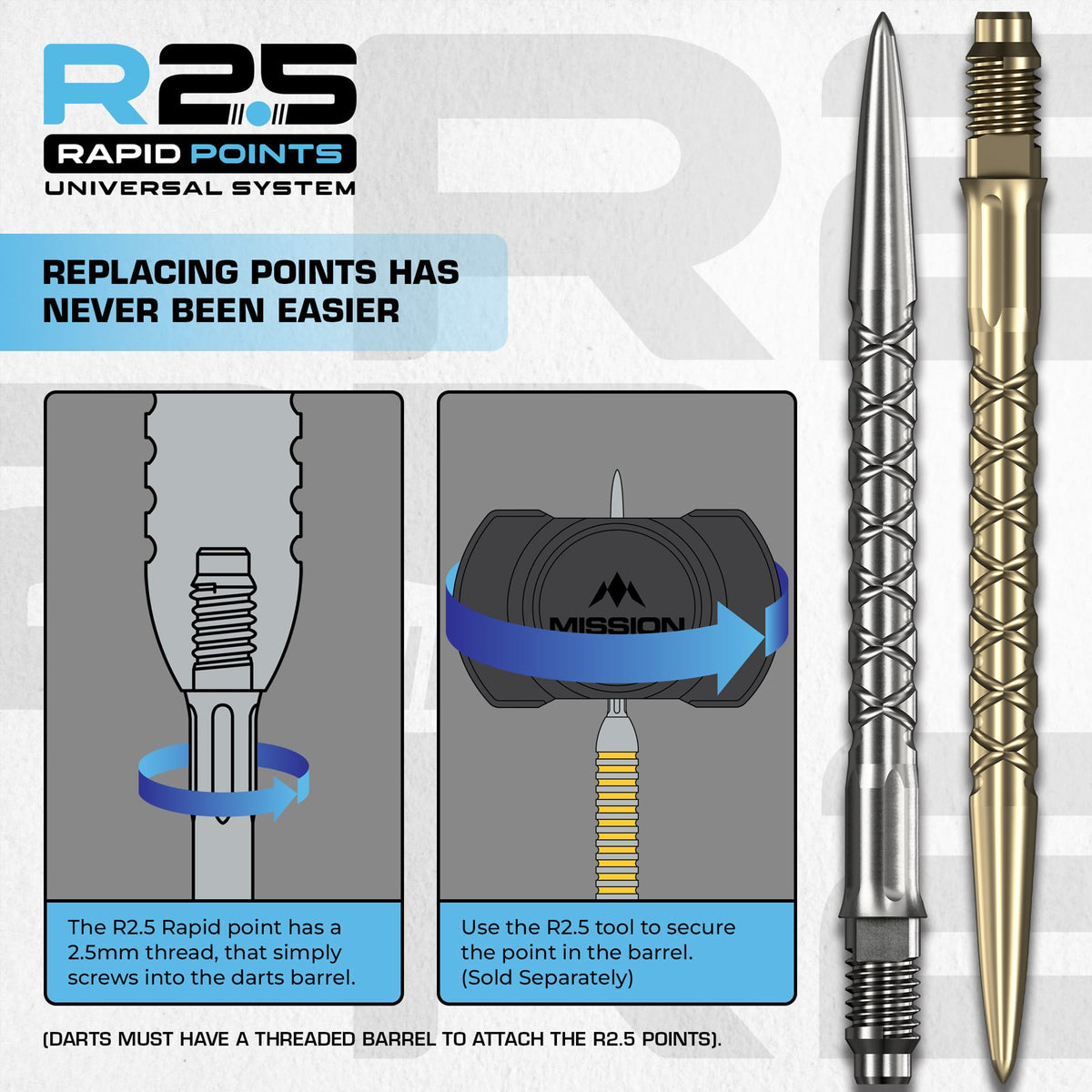 Mission R2.5 Rapid Dart Points - Steel Tip - SC1