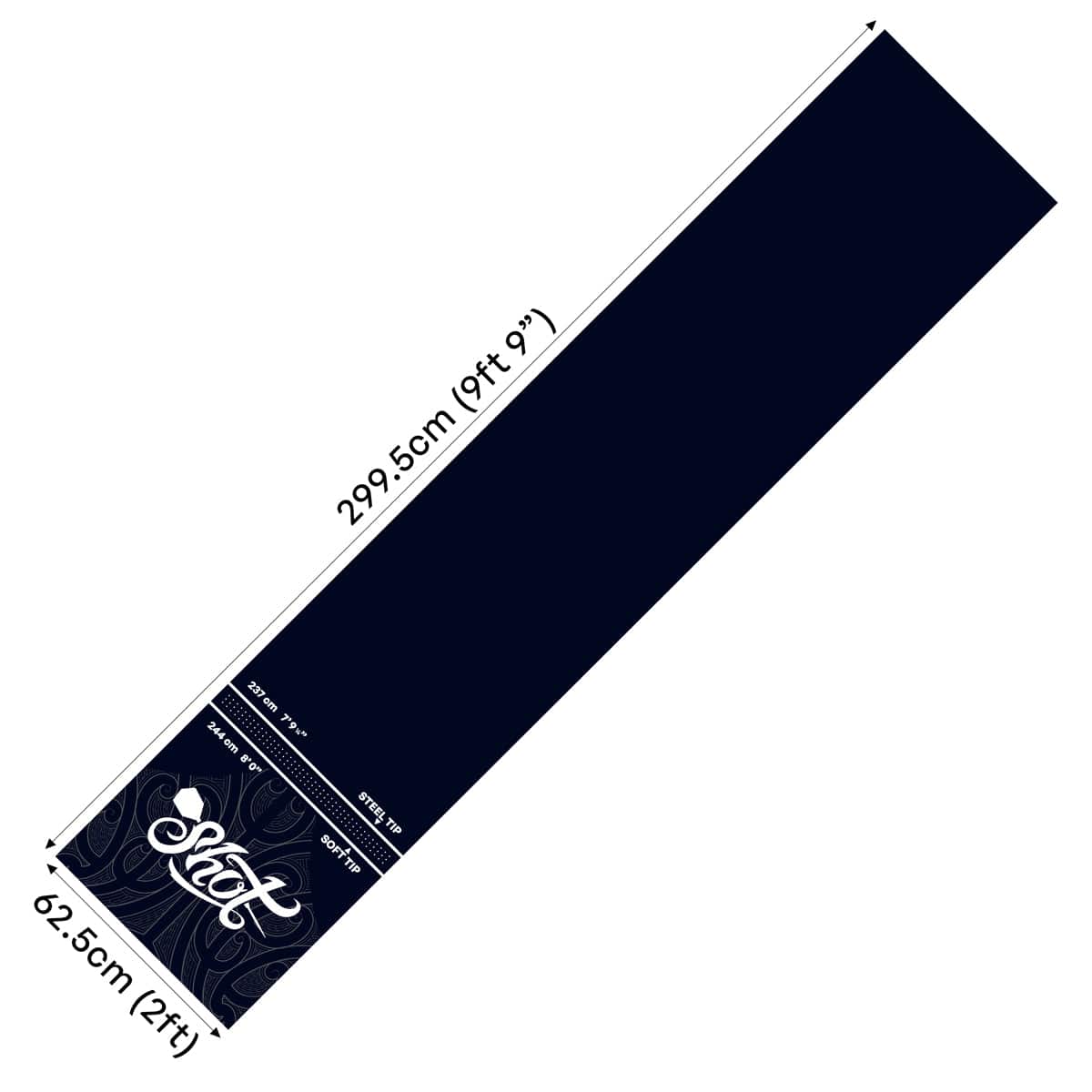 Shot Rubber Dart Mat - Heavy Duty - Floor Protection - 300cm x 60cm - Black