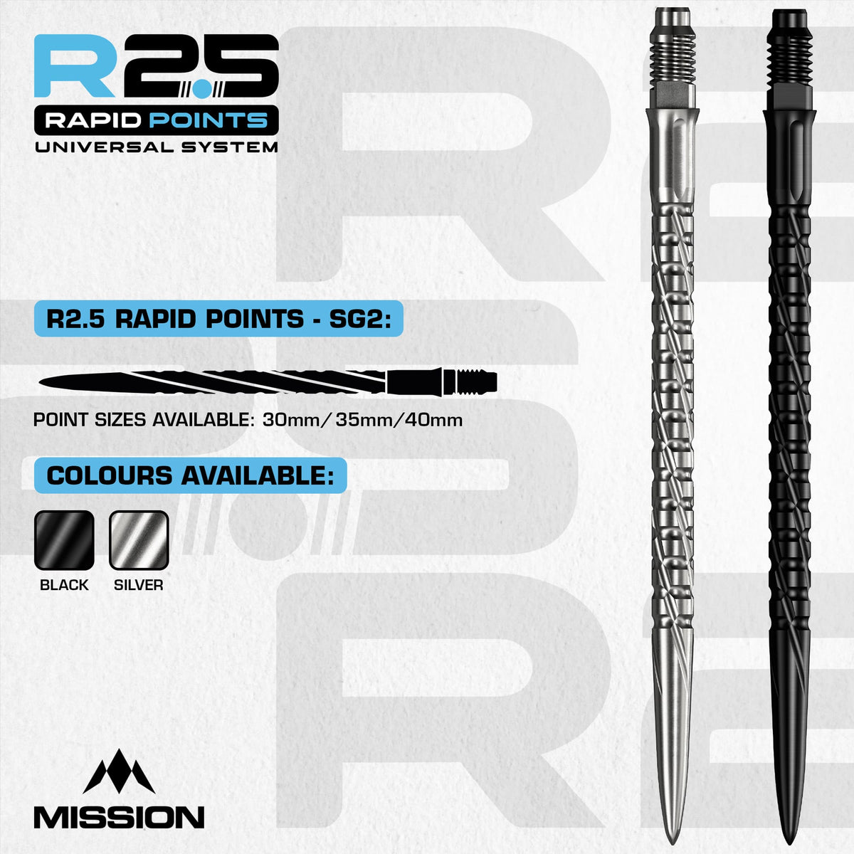 Mission R2.5 Rapid Dart Points - Steel Tip - SG2