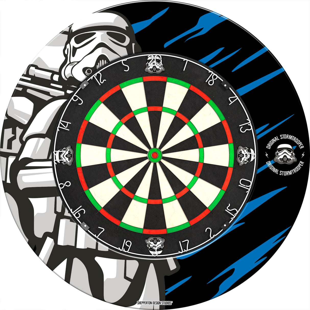 Original StormTrooper Dartboard Surround - S4 - Storm Trooper - with Gun on Blue