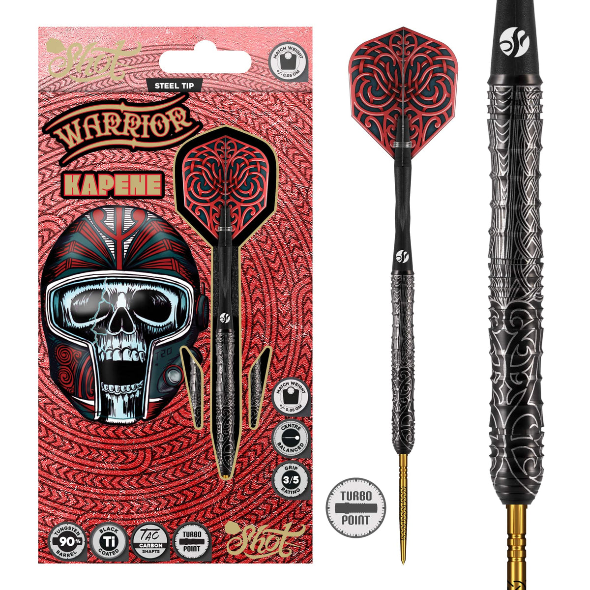 Shot Warrior TP Darts - Steel Tip - 90% Tungsten - Kapene