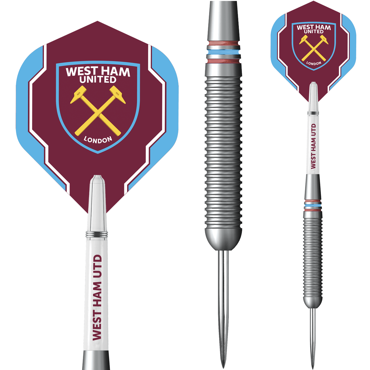 West Ham United FC - Official Licensed - Steel Tip Darts - Brass - 22g