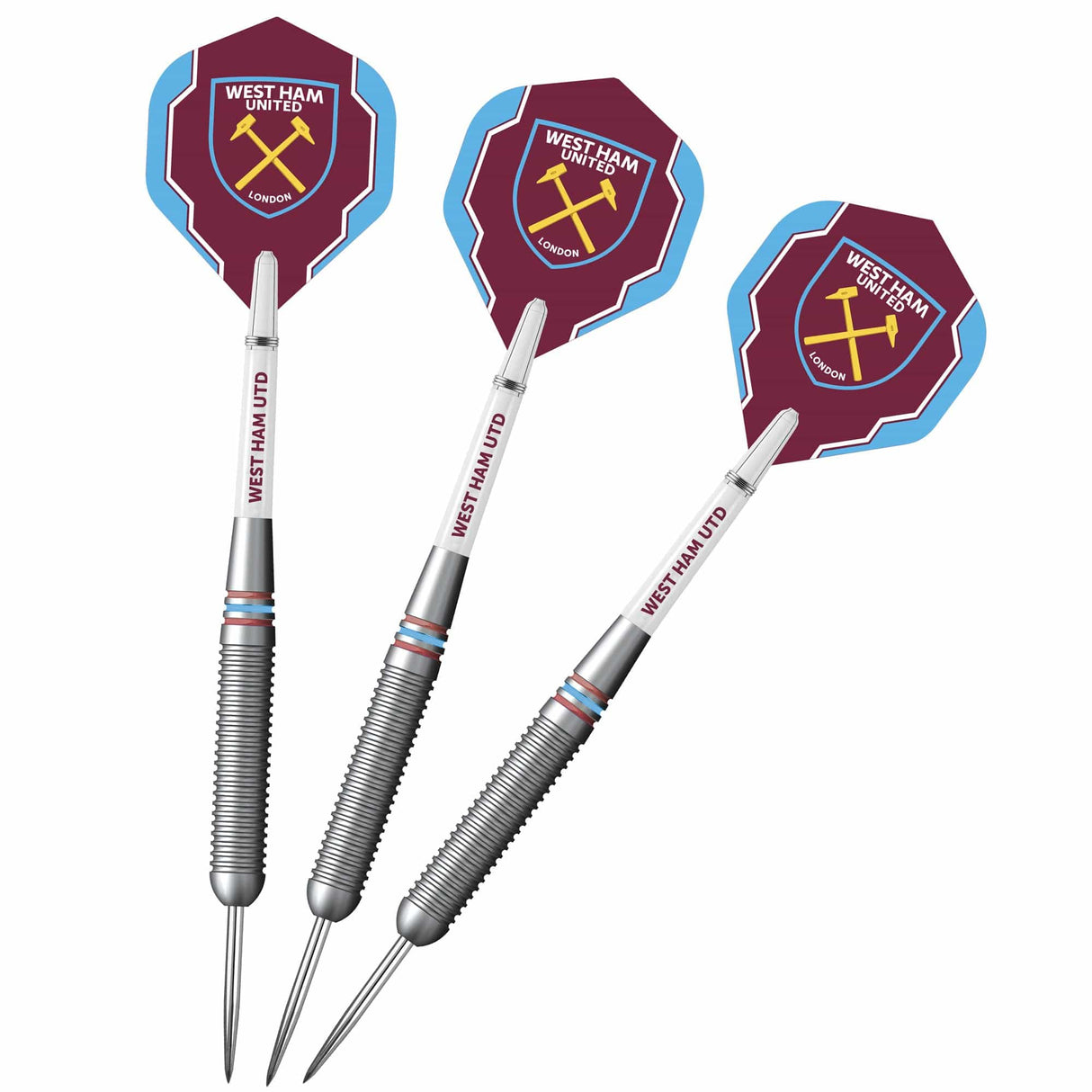 West Ham United FC - Official Licensed - Steel Tip Darts - Brass - 22g