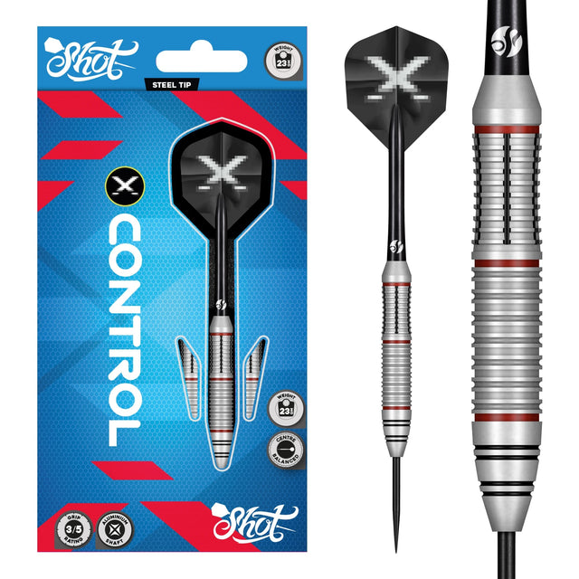 Shot X-Control Darts - Steel Tip - Stainless Steel