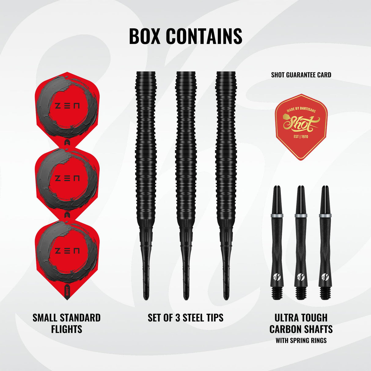 Shot Zen Darts - Soft Tip - 90% Tungsten - Scallop 20g