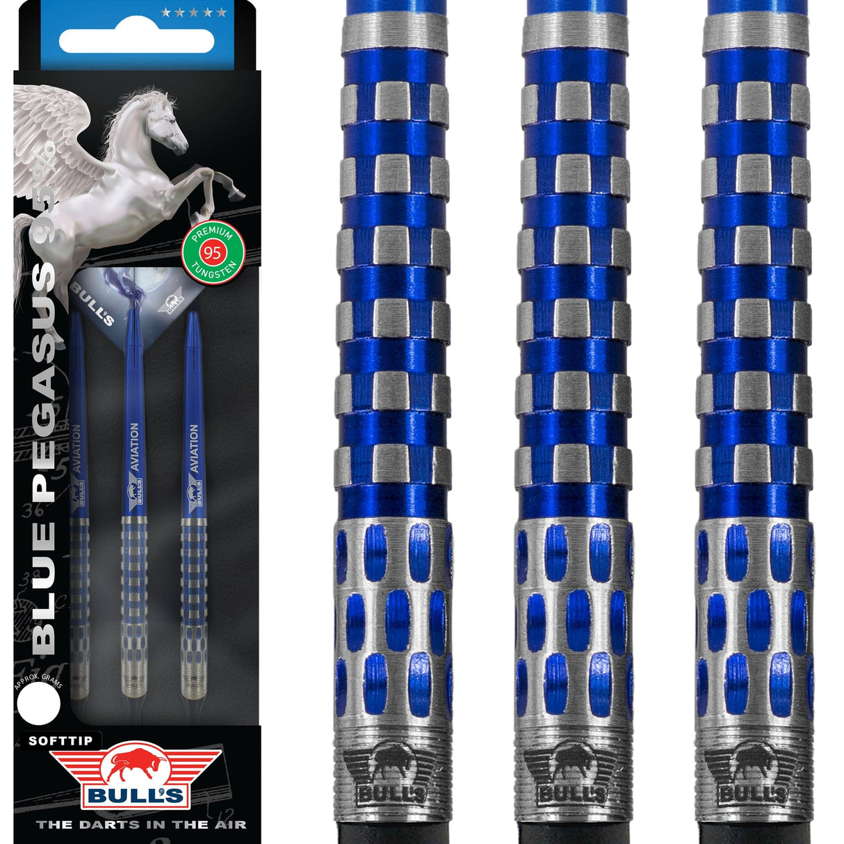 Bulls Blue Pegasus Darts - Soft Tip - 95% - Style C - 22g 22g