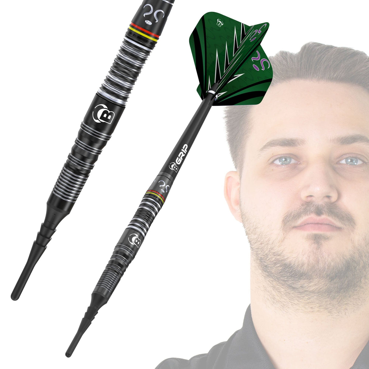 BULL'S Brian Raman Darts - Soft Tip - 90% Tungsten - Black Titanium 18g