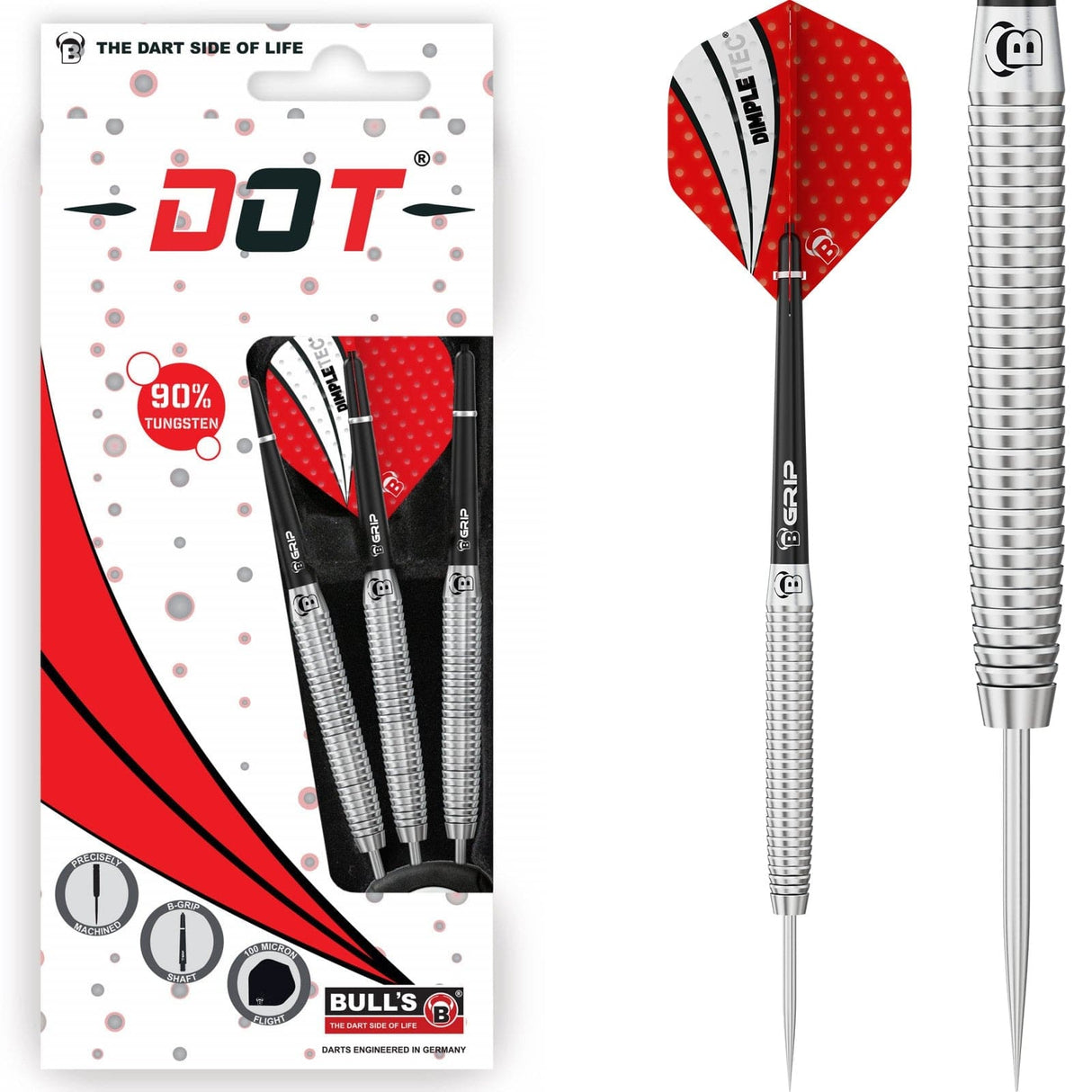 BULL'S Dot D7 Darts - Steel Tip - 90% Tungsten - Straight Shark 21g