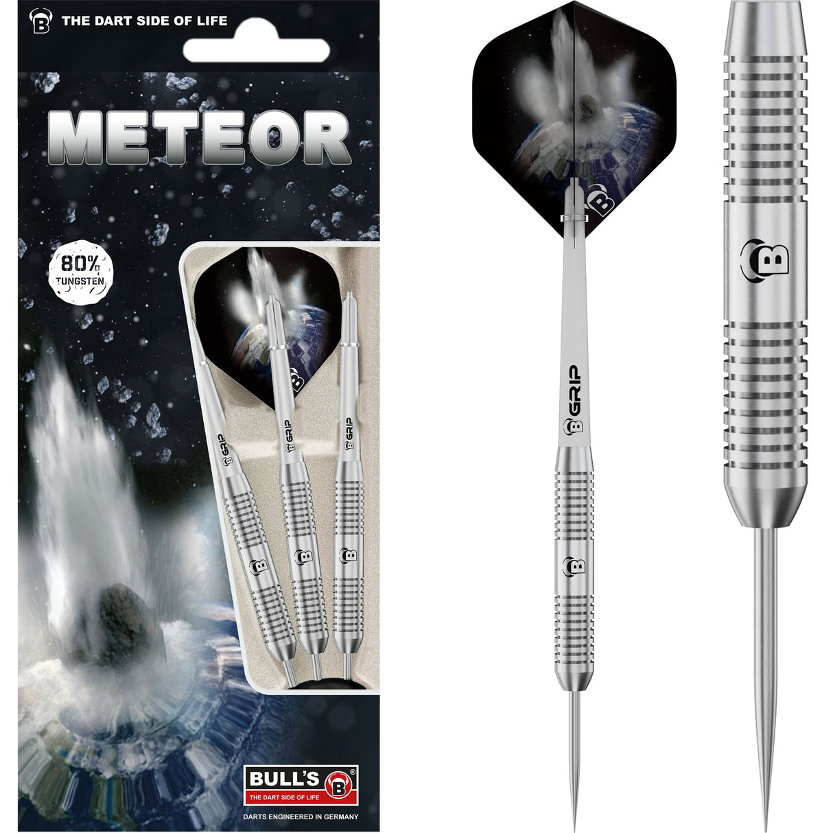 BULL'S Meteor Darts - Steel Tip - 80% Tungsten - MT1 - Ringed