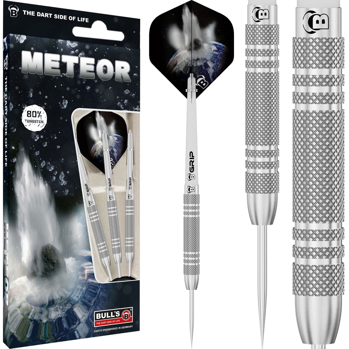 BULL'S Meteor Darts - Steel Tip - 80% Tungsten - MT3 - Knurled 21g