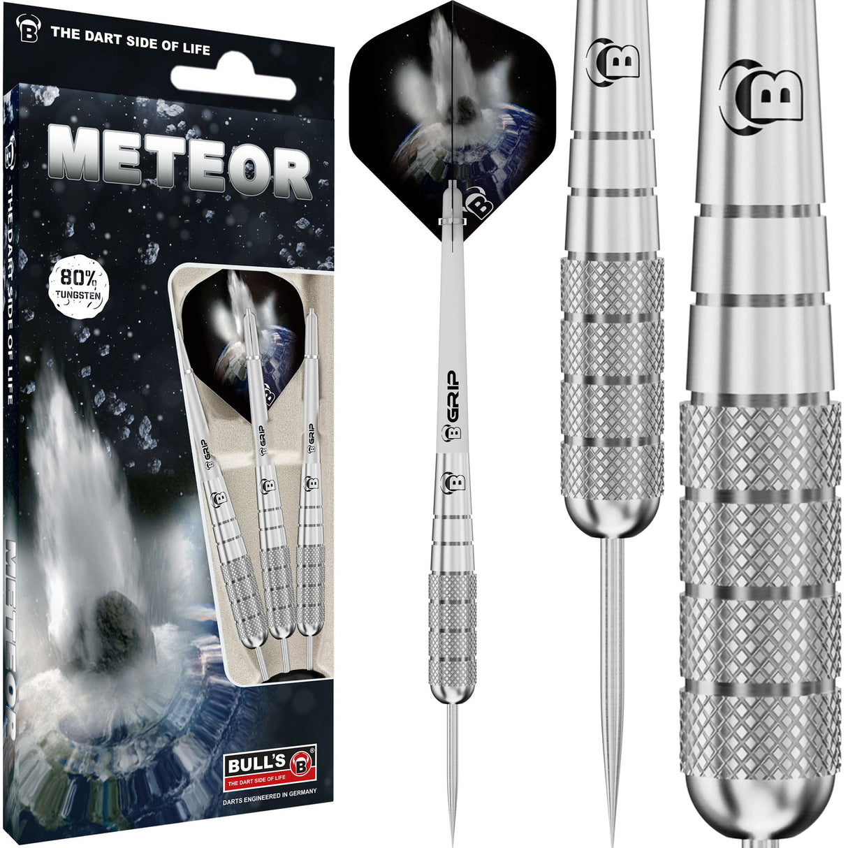 BULL'S Meteor Darts - Steel Tip - 80% Tungsten - MT10 - Front Knurl