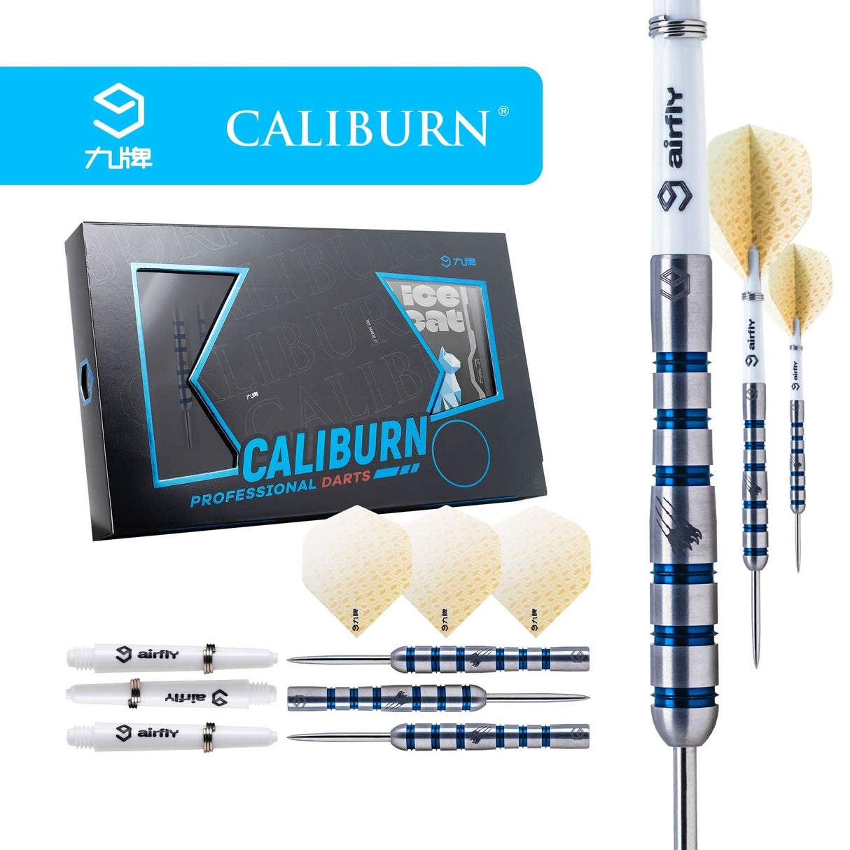 *Caliburn Player Darts - Steel Tip - 90% - Blue Ring - Ice Cat 22g