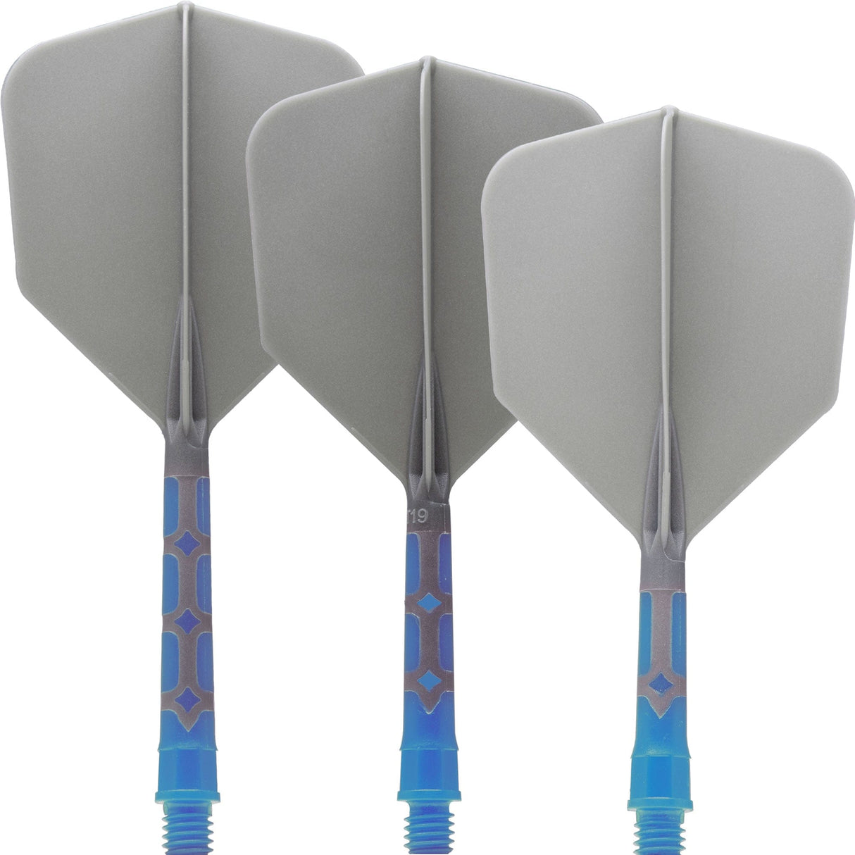 *Cuesoul Rost T19 Integrated Dart Shaft and Flights - Big Wing - Sky Blue with Grey Flight