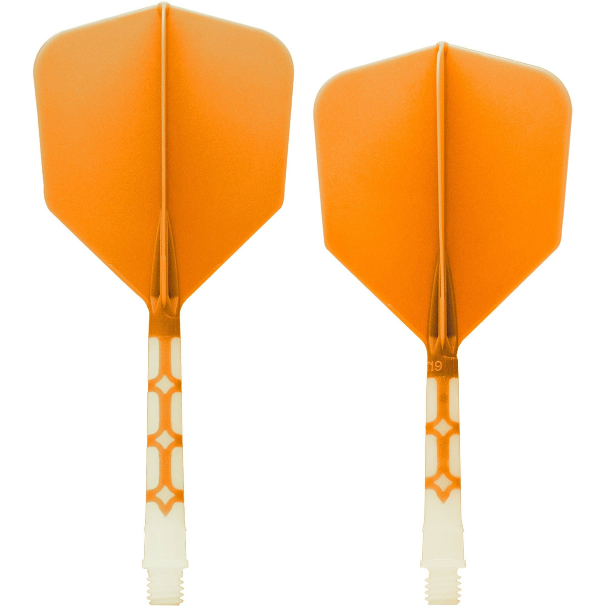 *Cuesoul Rost T19 Integrated Dart Shaft and Flights - Big Wing - White with Orange Flight