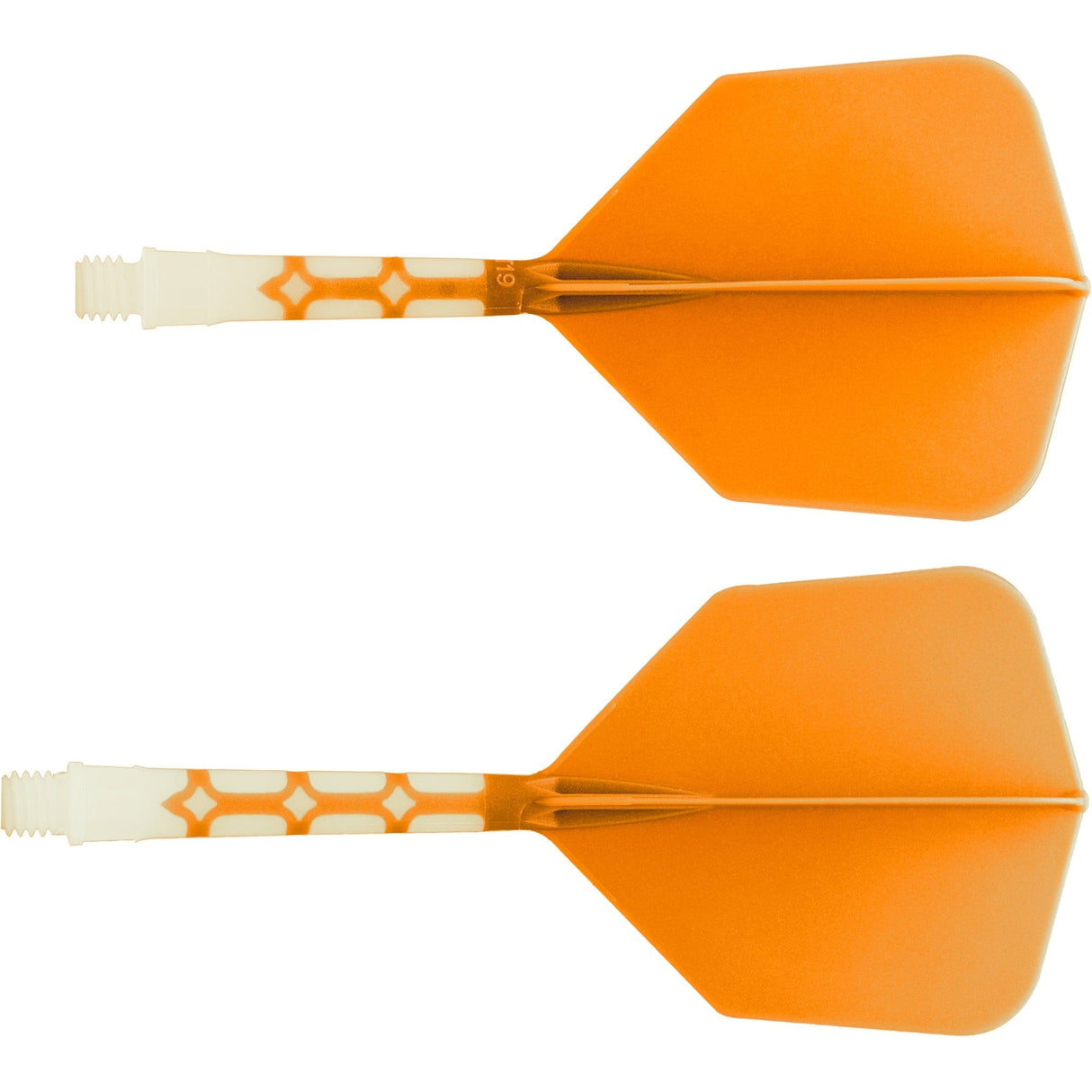 *Cuesoul Rost T19 Integrated Dart Shaft and Flights - Big Wing - White with Orange Flight