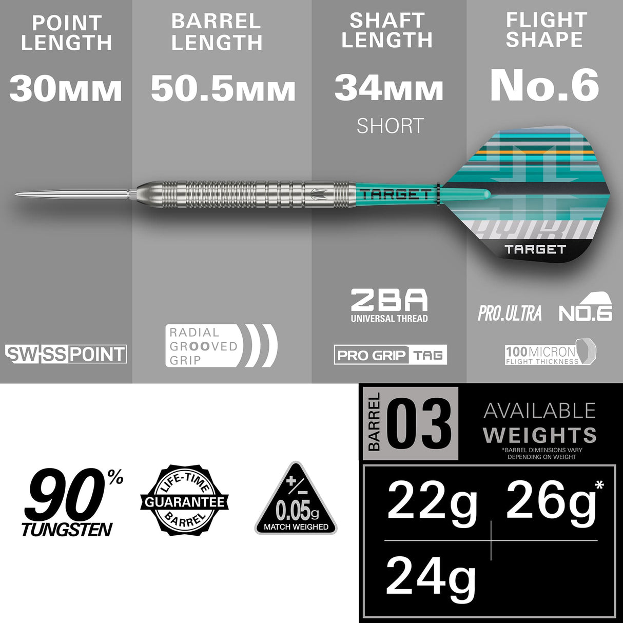 Target Hydro Darts - Steel Tip - 90% Tungsten - 03