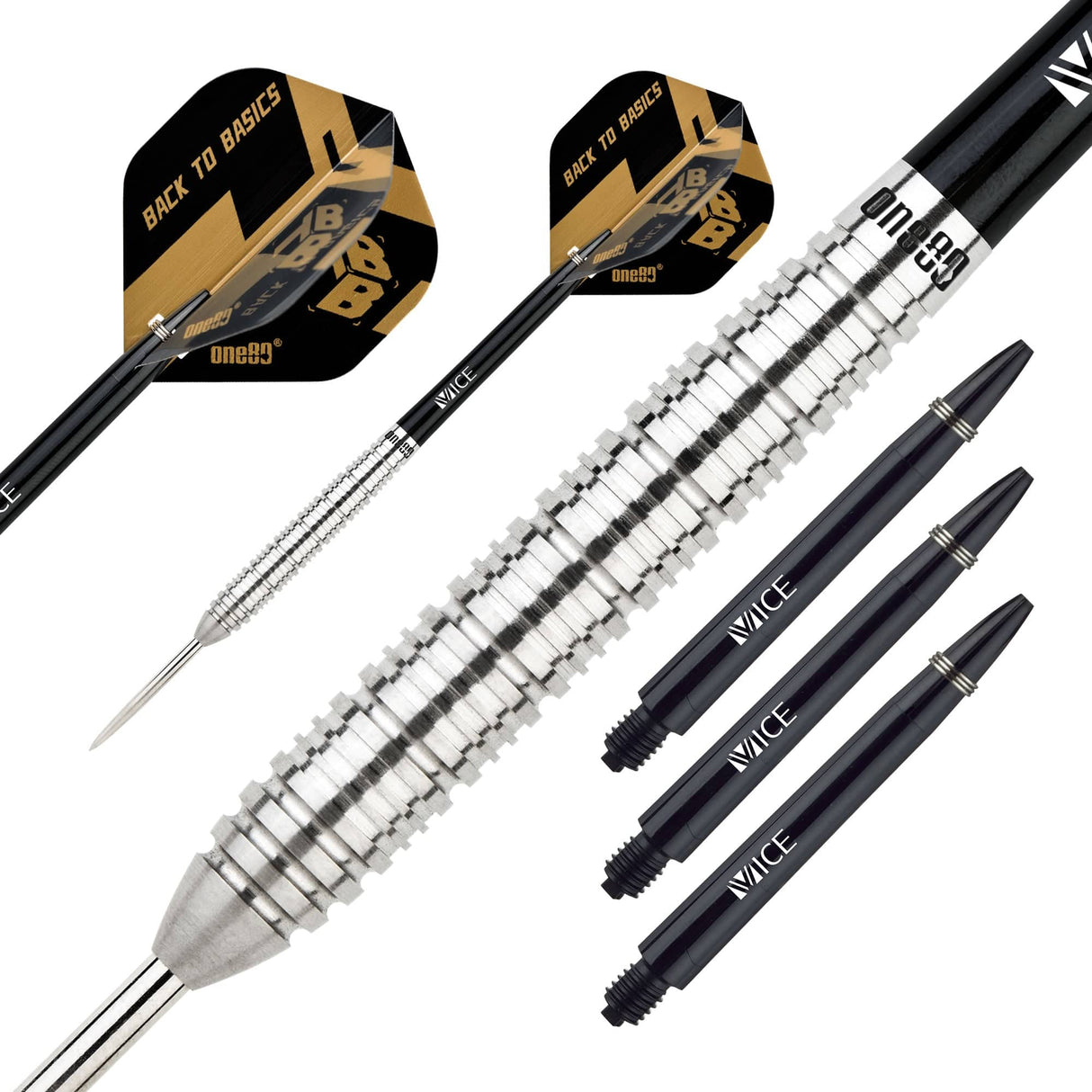 One80 Back To Basic Darts - Steel Tip - AGS - Natural - Ringed