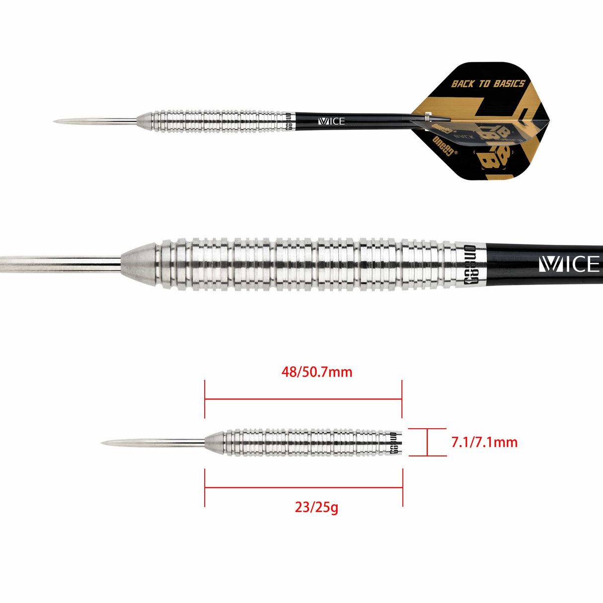 One80 Back To Basic Darts - Steel Tip - AGS - Natural - Ringed
