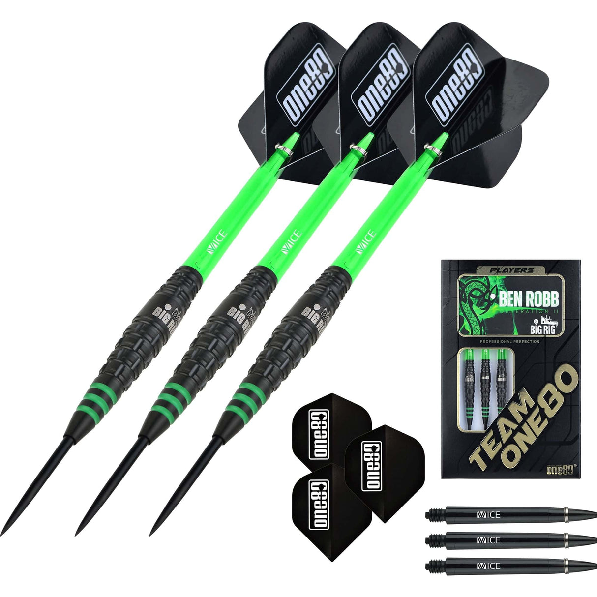 One80 Ben Robb V2 Darts - Steel Tip - Big Rig - Black
