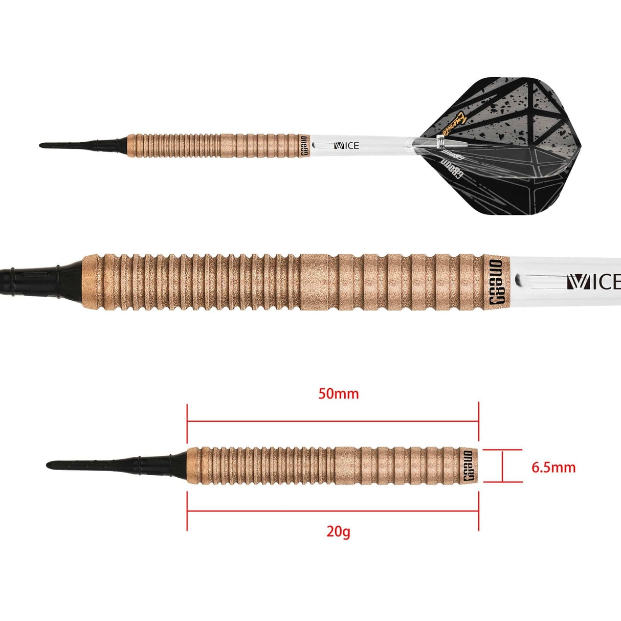 One80 Emorite 02 Darts - Soft Tip - 90% Tungsten - Rose Gold 20g