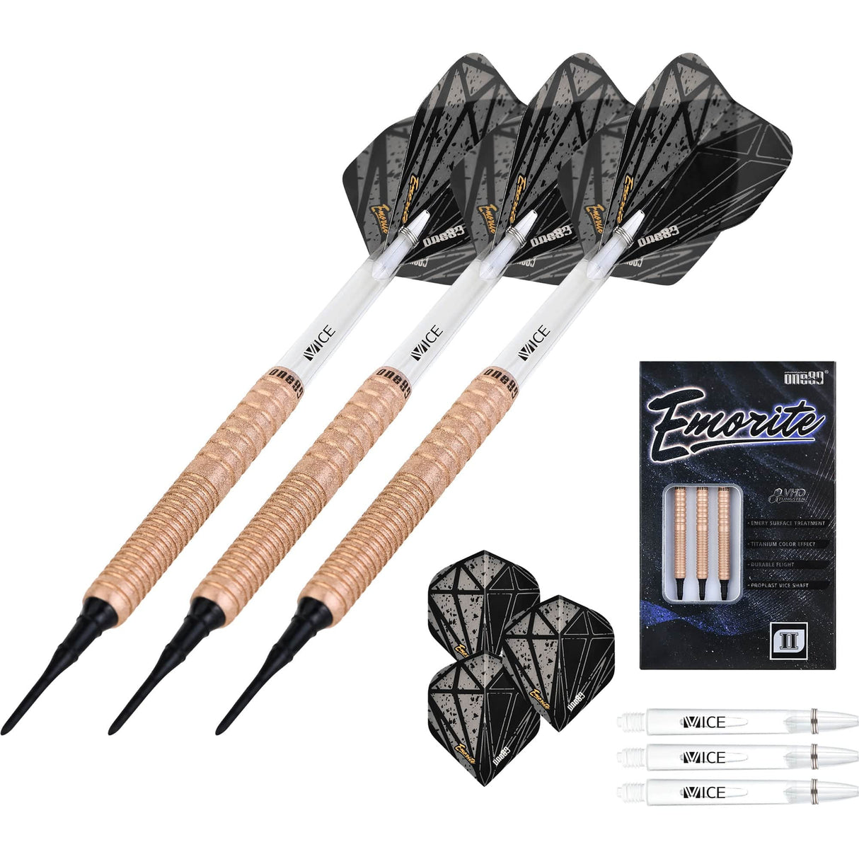 One80 Emorite 02 Darts - Soft Tip - 90% Tungsten - Rose Gold 20g