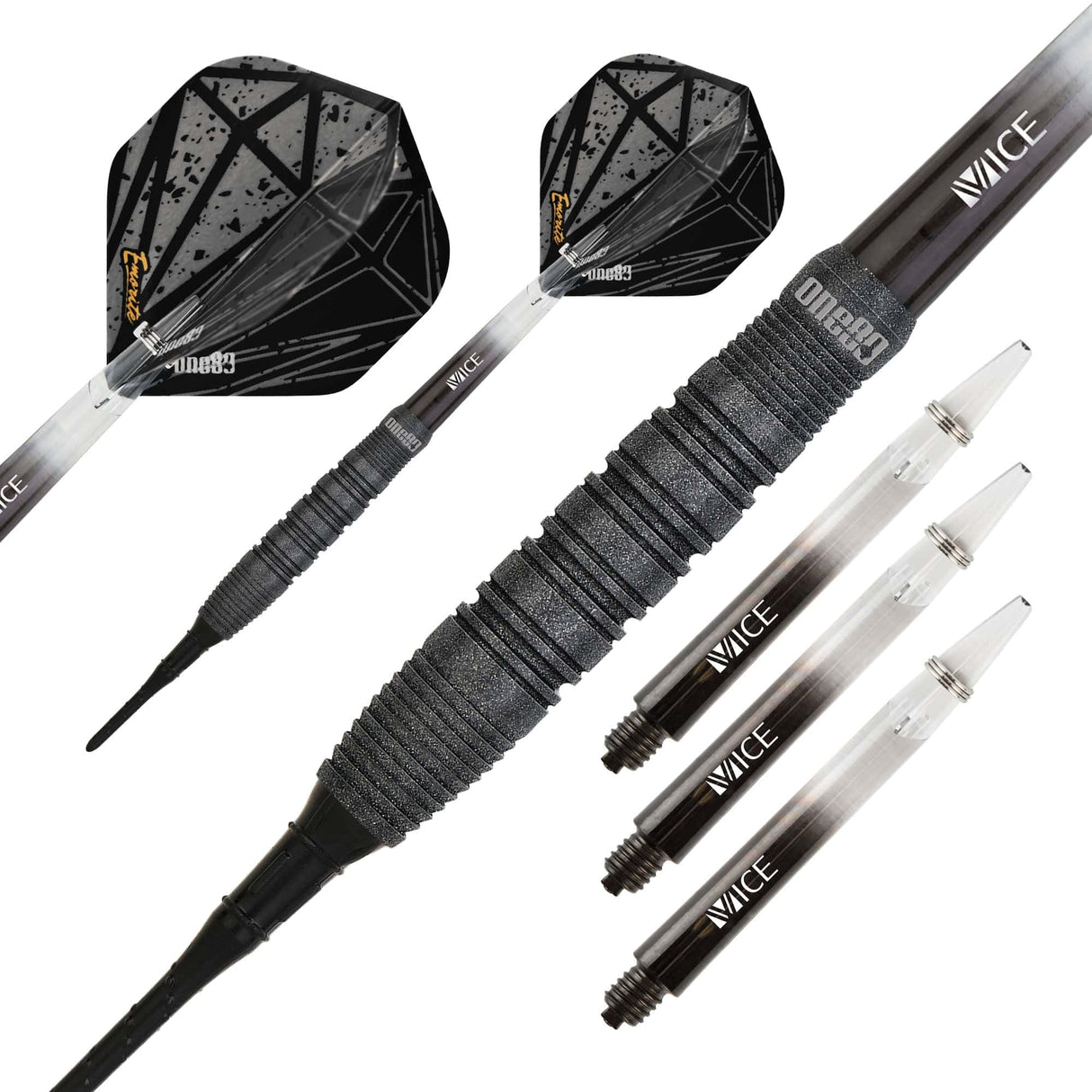 One80 Emorite 04 Darts - Soft Tip - 90% Tungsten - Black 20g