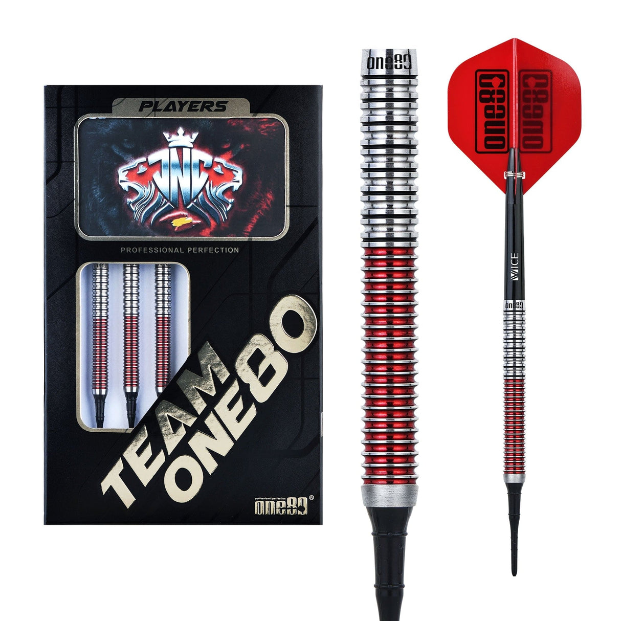 One80 Jaime Nuñez Cortes Darts - Soft Tip - JNC - Signature Darts - Electric Red 19g