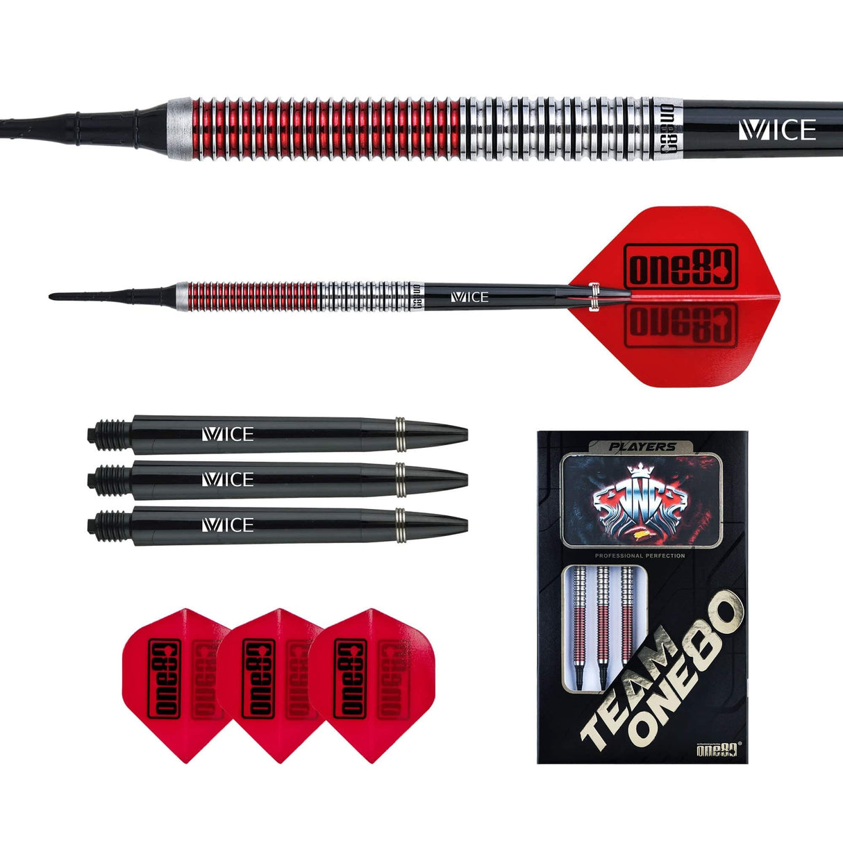 One80 Jaime Nuñez Cortes Darts - Soft Tip - JNC - Signature Darts - Electric Red 19g