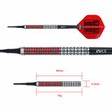 One80 Jaime Nuñez Cortes Darts - Soft Tip - JNC - Signature Darts - Electric Red 19g