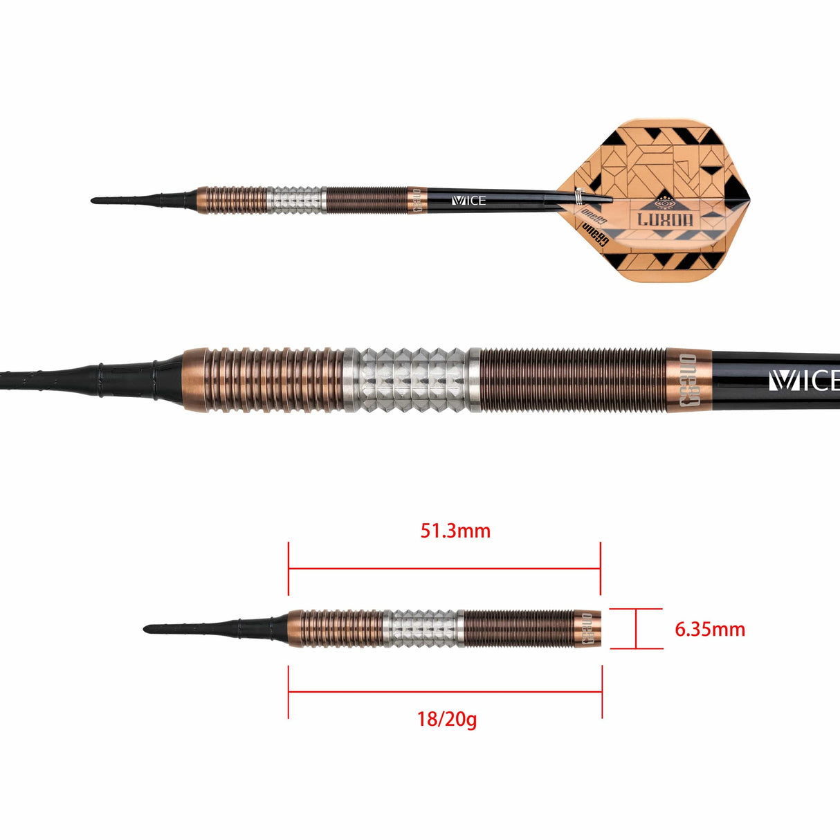 *One80 Luxor Alpha Darts - Soft Tip - Bronze