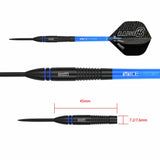 One80 Raise B Darts - Steel Tip - Black - Blue Rings