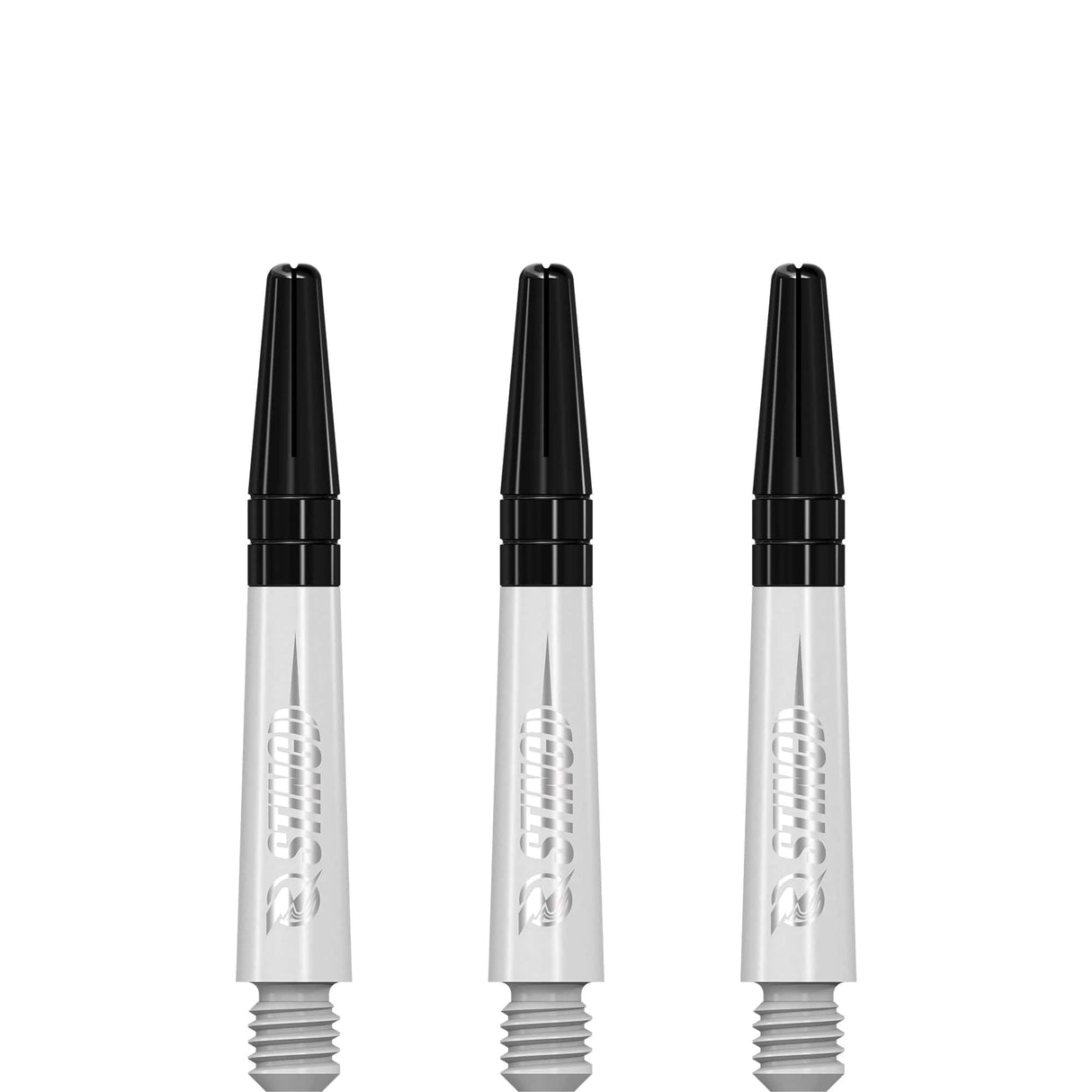 Ruthless Sting Dart Shafts - Polycarbonate - Solid White - Black Top Short