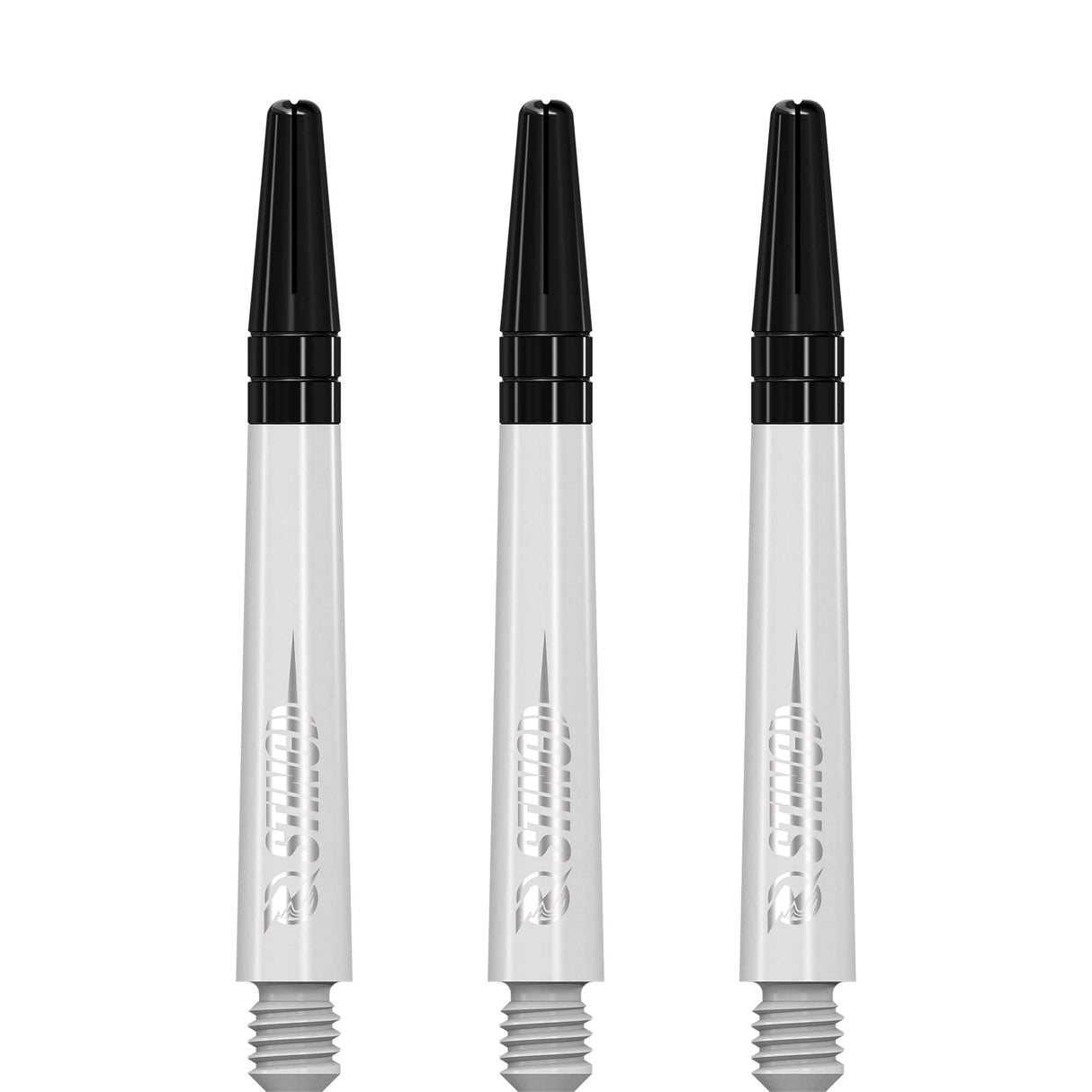 Ruthless Sting Dart Shafts - Polycarbonate - Solid White - Black Top Tweenie Plus