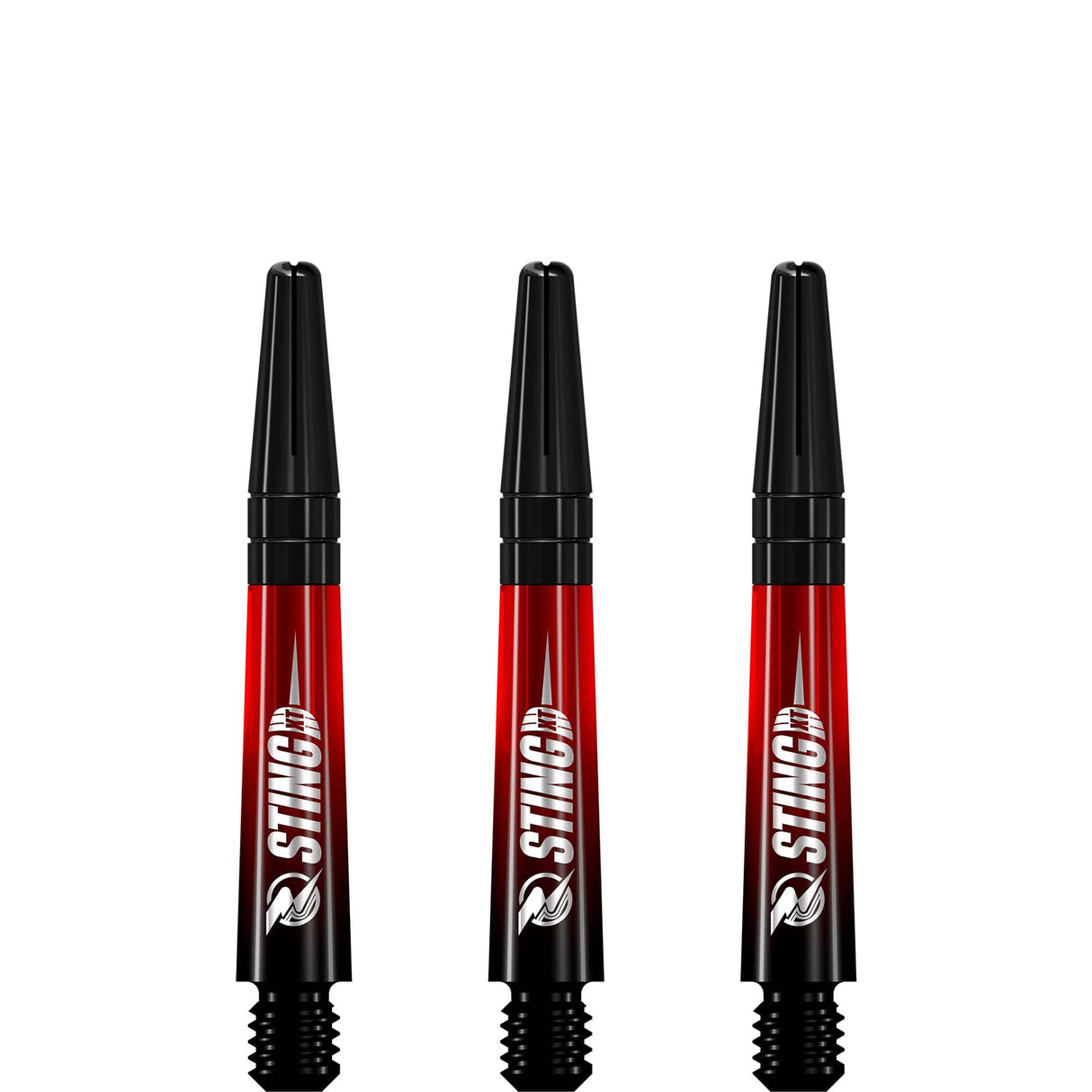 Ruthless Sting XT Dart Shafts - Polycarbonate - Gradient Black & Red - Black Top Short