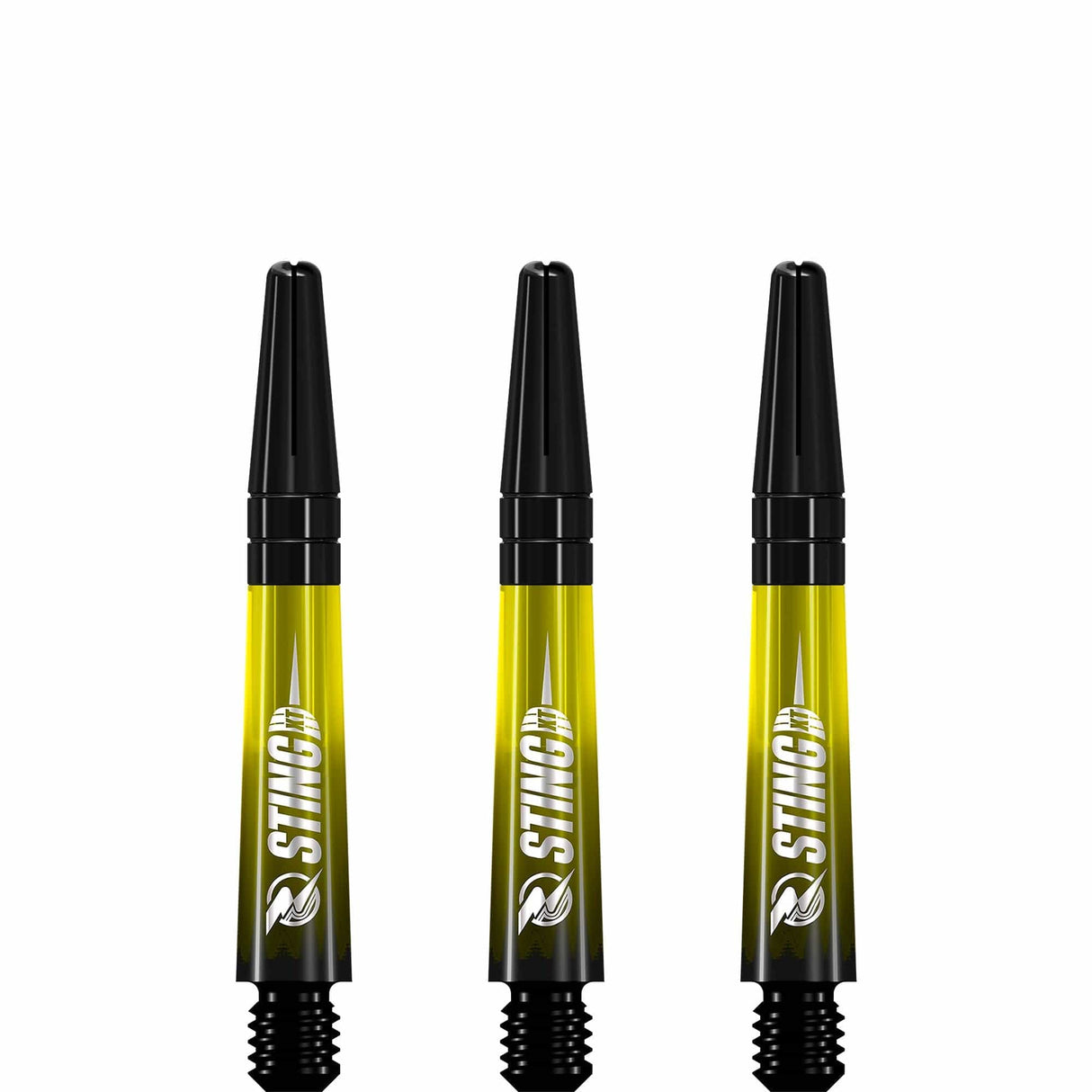 Ruthless Sting XT Dart Shafts - Polycarbonate - Gradient Black & Yellow - Black Top Short