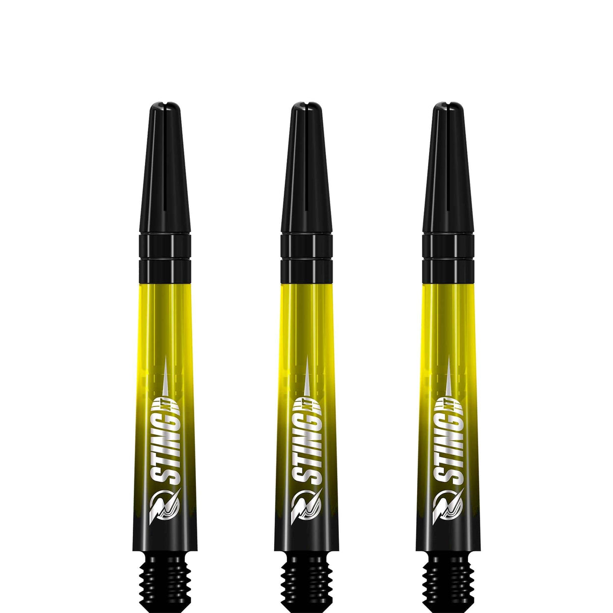 Ruthless Sting XT Dart Shafts - Polycarbonate - Gradient Black & Yellow - Black Top Tweenie
