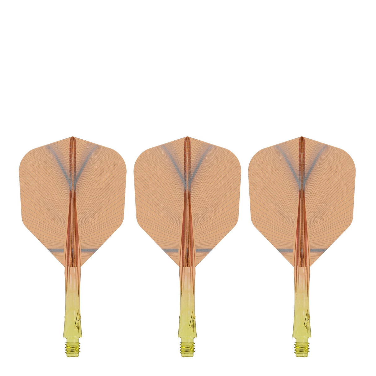 Caliburn SUP Flights - Moulded Shaft and Flight -  Standard No6 - Feather - Yellow & Orange