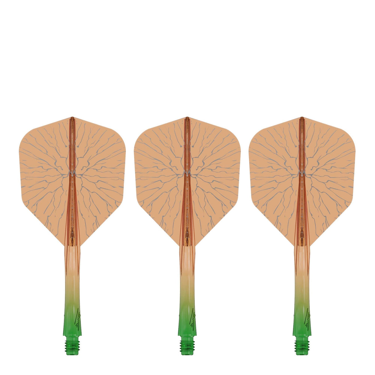 Caliburn SUP Flights - Moulded Shaft and Flight -  Standard No6 - Crack - Green & Orange