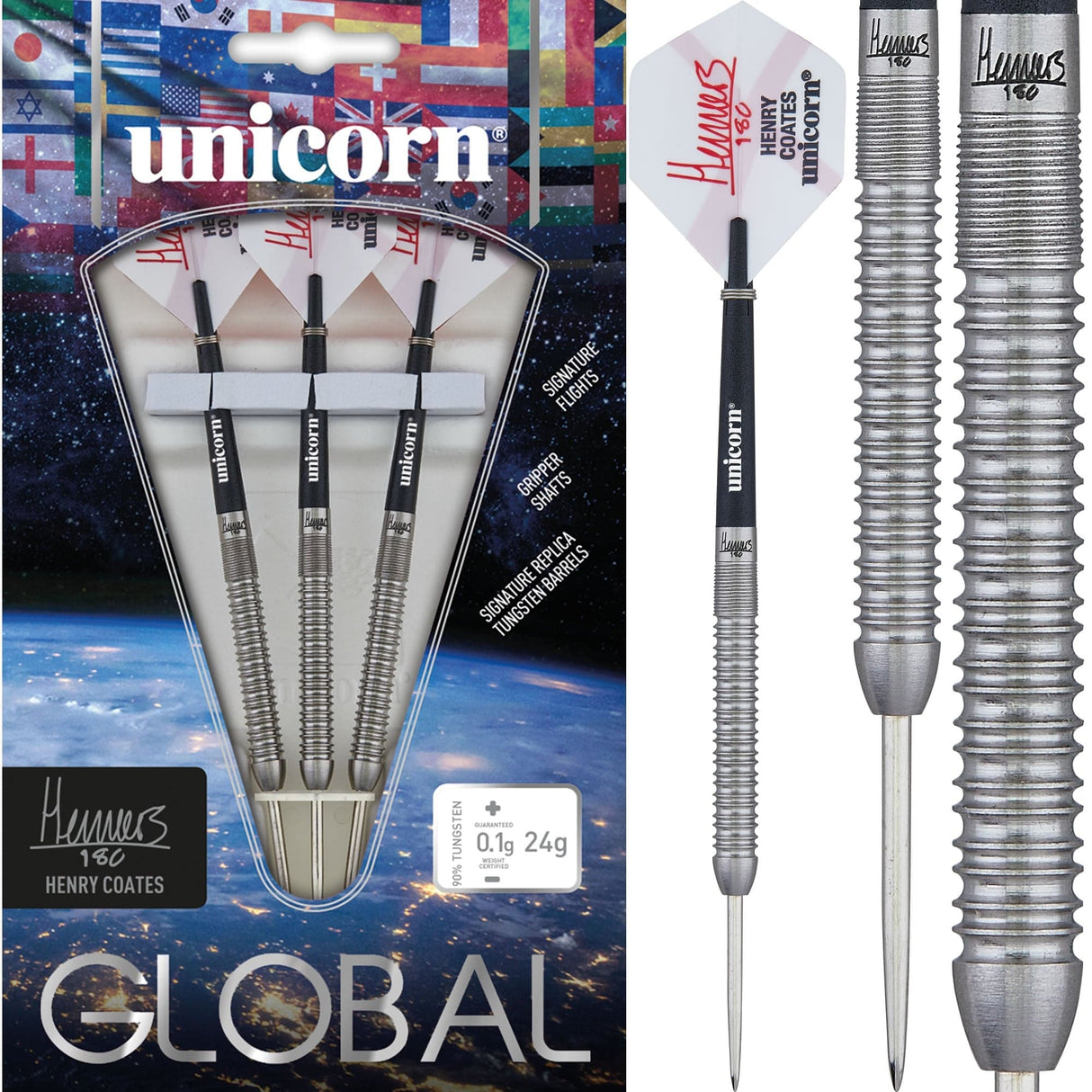 Unicorn Henry Coates Darts - Steel Tip - Global - Natural 24g
