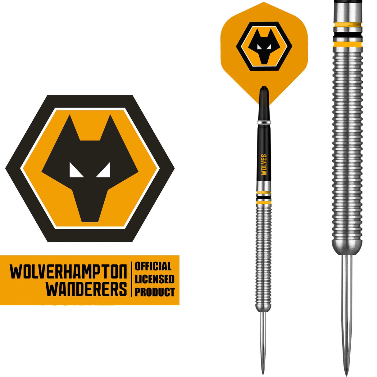 Wolverhampton Wanderers FC Darts - Steel Tip Tungsten - Official Licensed - Wolves - 24g 24g
