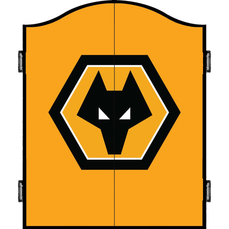Wolverhampton Wanderers FC Dartboard Cabinet - Official Licensed - C4 - Wolves - Black - Crest