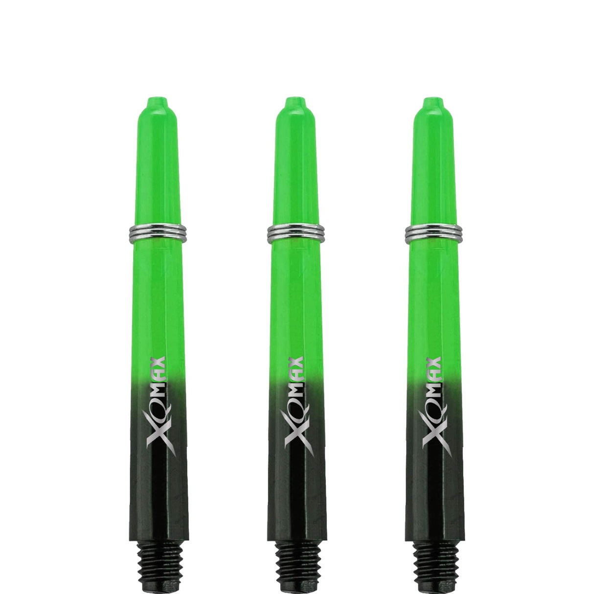 XQMax Gradient Polycarbonate Dart Shafts - with Logo - includes Springs - Black & Green Tweenie