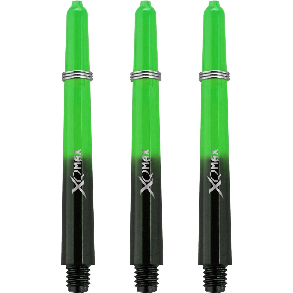 XQMax Gradient Polycarbonate Dart Shafts - with Logo - includes Springs - Black & Green Medium