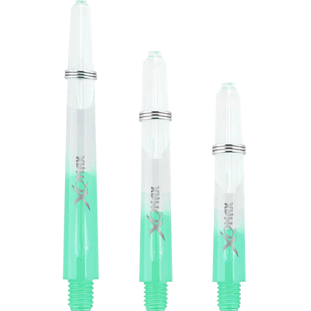 XQMax Gradient Polycarbonate Dart Shafts - with Logo - includes Springs - Transparent & Green