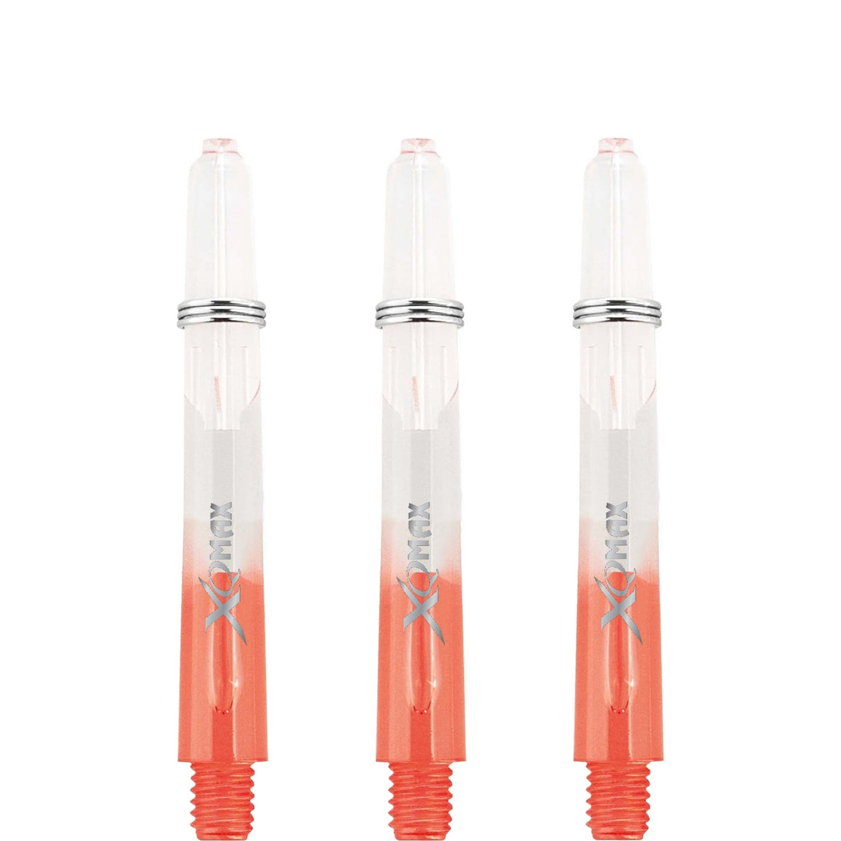XQMax Gradient Polycarbonate Dart Shafts - with Logo - includes Springs - Transparent & Red Tweenie